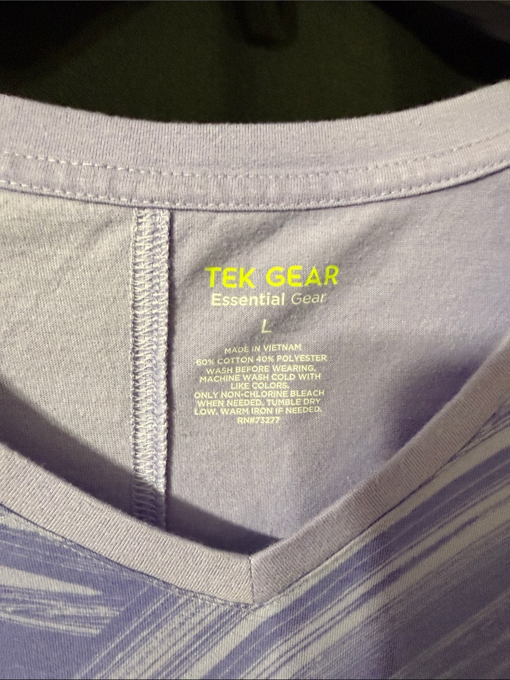 Tek Gear Lavender Striped V-Neck Tee